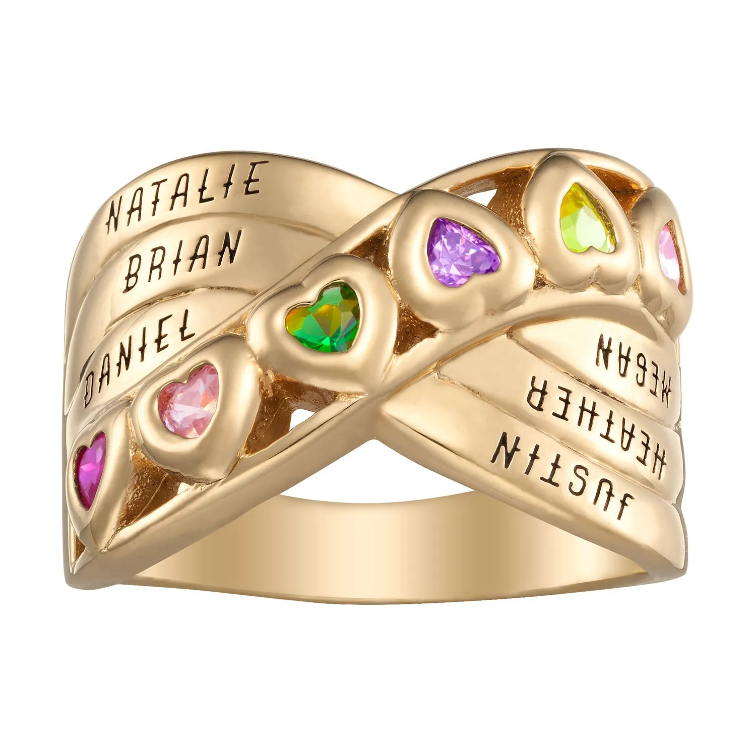 Gold Over Sterling Heart Birthstone and Name Ring sold by Limoges Jewelry