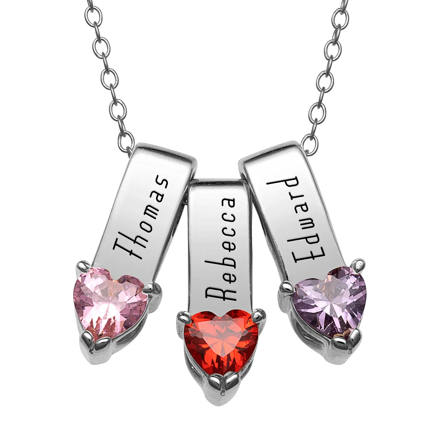 Sterling Silver Name and Heart Birthstone Charm 3 Piece Pendant sold by Limoges Jewelry