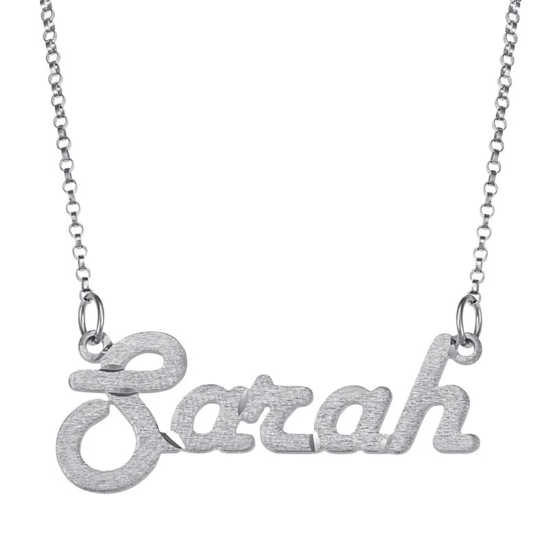 Sterling Silver Satin Script Name Necklace sold by Limoges Jewelry