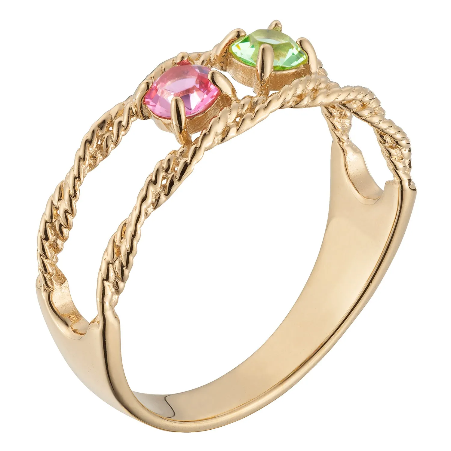 14K Gold over Sterling Family Rope Birthstone Ring - 2 Stones sold by Limoges Jewelry product image thumbnail 2