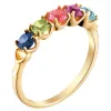 14K Gold over Sterling Round Birthstone Ring with Hearts - 5 Stones sold by Limoges Jewelry