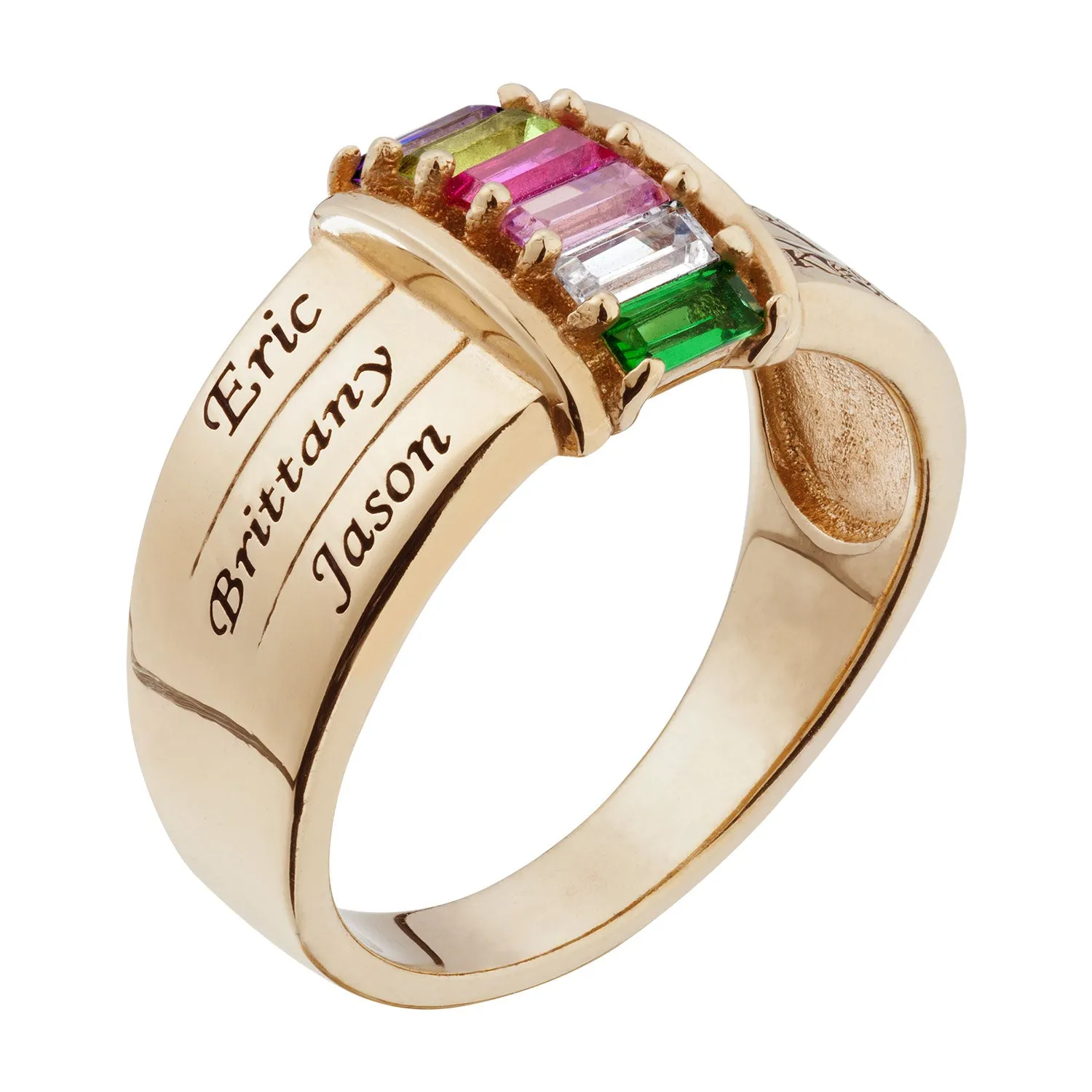 14K Gold over Sterling Family Baguette Name & Birthstone Ring sold by Limoges Jewelry product image thumbnail 2