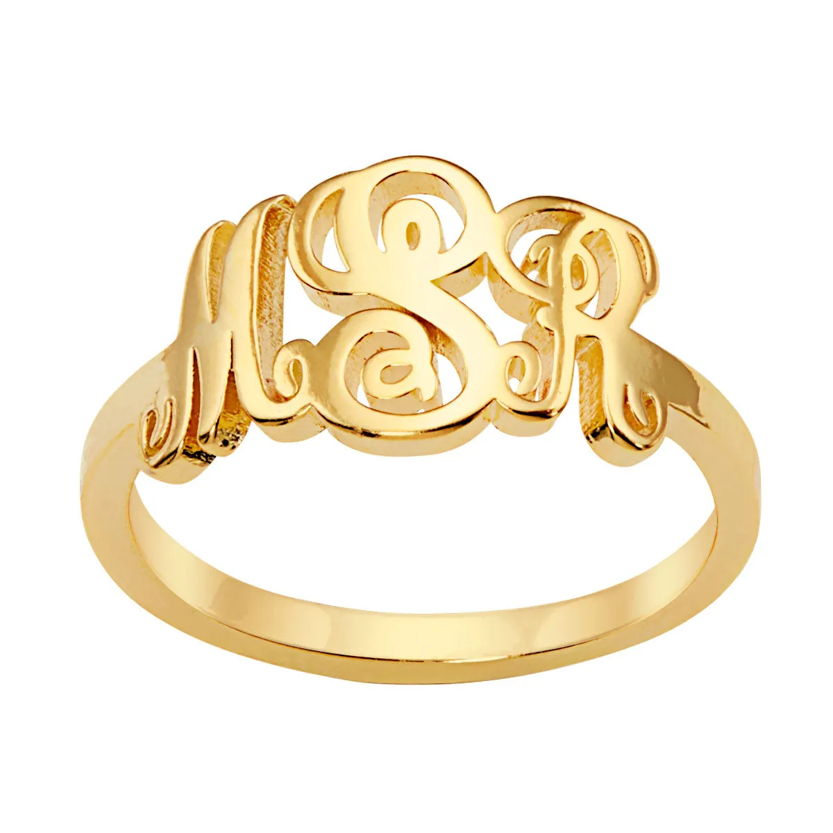 14K Gold Plated Petite Monogram Ring sold by Limoges Jewelry