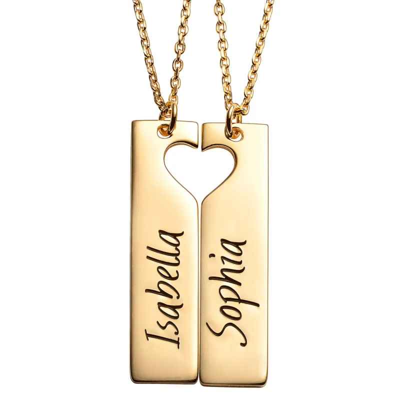 14K Gold over Sterling Engraved Shareable Open Heart Tag Neck sold by Limoges Jewelry