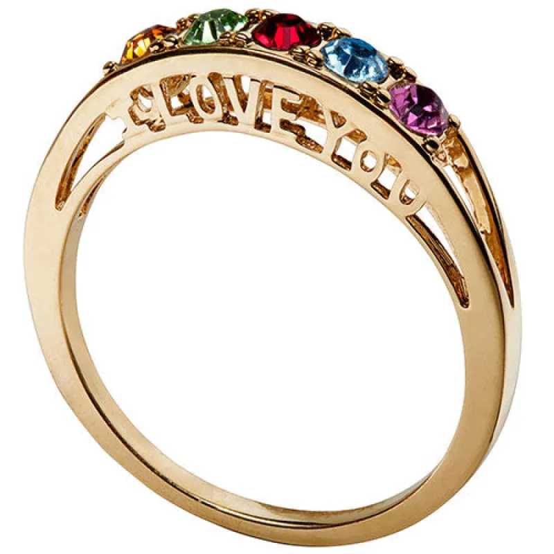 10K I Love You Family Birthstone Ring sold by Limoges Jewelry