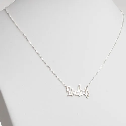 10K White Gold Fancy Script Name Necklace sold by Limoges Jewelry product image thumbnail 2