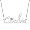Sterling Silver Name with Clear Crown Necklace sold by Limoges Jewelry