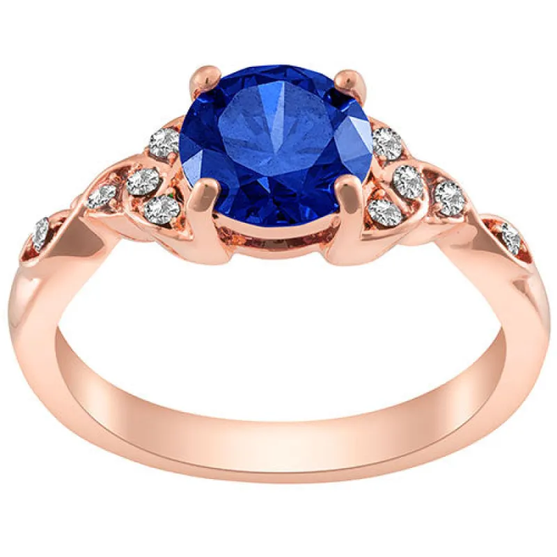 14K Rose Gold Plated Simulated Sapphire and Clear Crystal Trinity Knot Ring sold by Limoges Jewelry