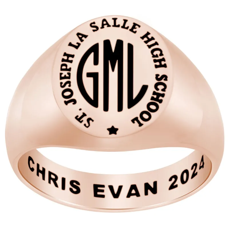 Men's 14k Rose Gold Plated Monogram Signet Class Rings sold by Limoges Jewelry