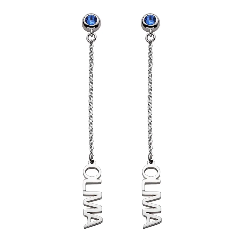 Sterling Silver Name with Birthstone Dangle Earrings sold by Limoges Jewelry