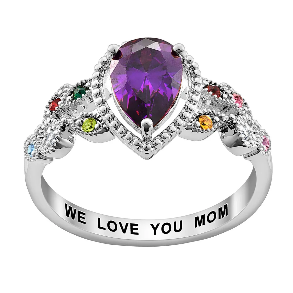 Mother's Pear Family Birthstone Ring sold by Limoges Jewelry