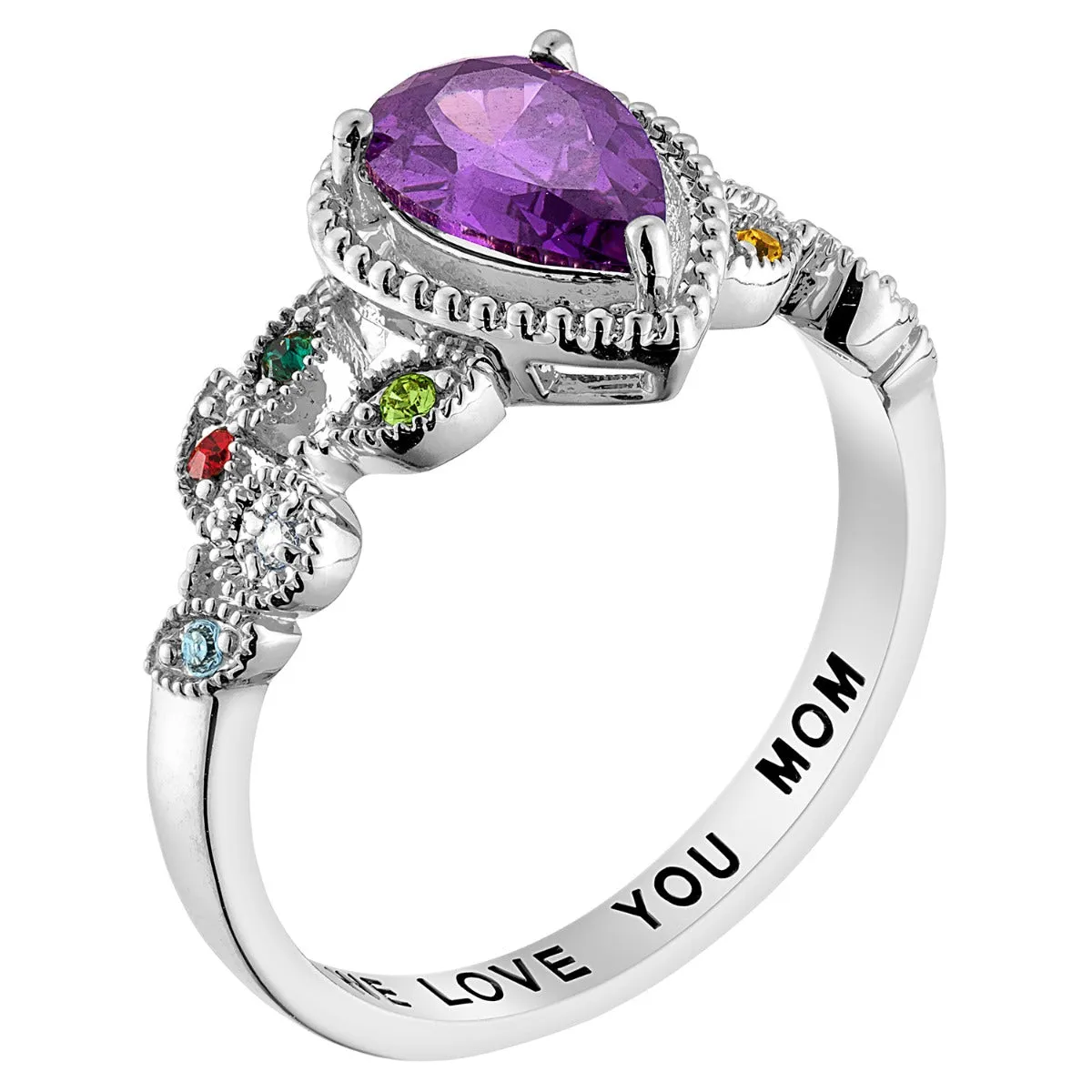 Mother's Pear Family Birthstone Ring sold by Limoges Jewelry product image thumbnail 2
