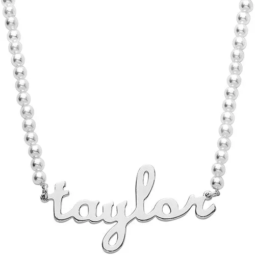 Lowercase Script Name Shell Pearl Necklace sold by Limoges Jewelry product image thumbnail 2