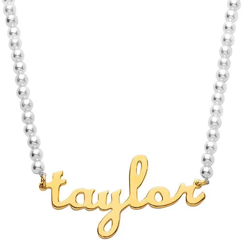 Lowercase Script Name Shell Pearl Necklace sold by Limoges Jewelry product image thumbnail 4
