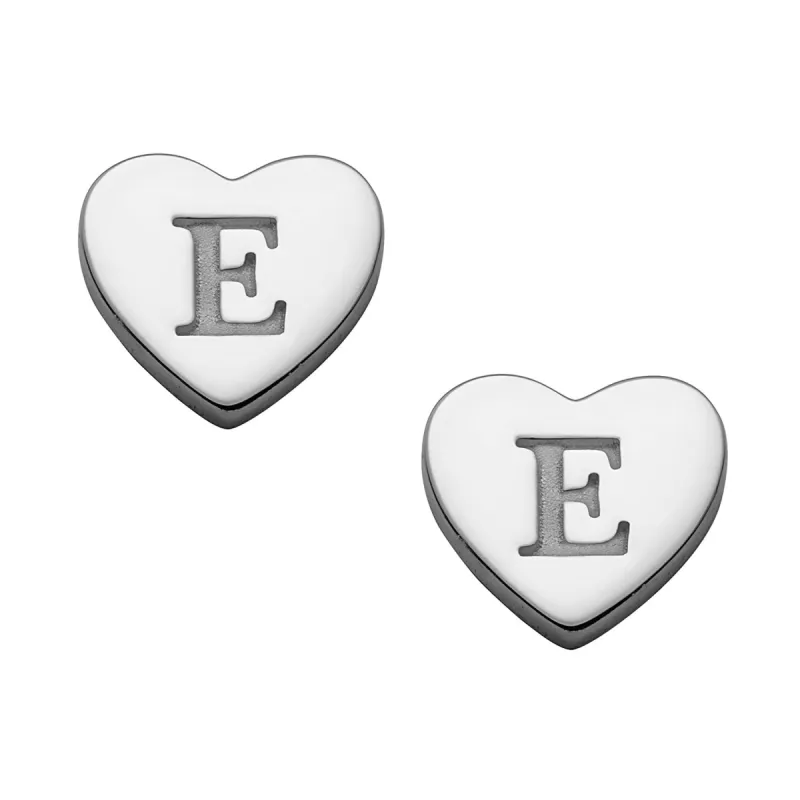 Sterling Silver Petite Engraved Initial Heart Earrings sold by Limoges Jewelry