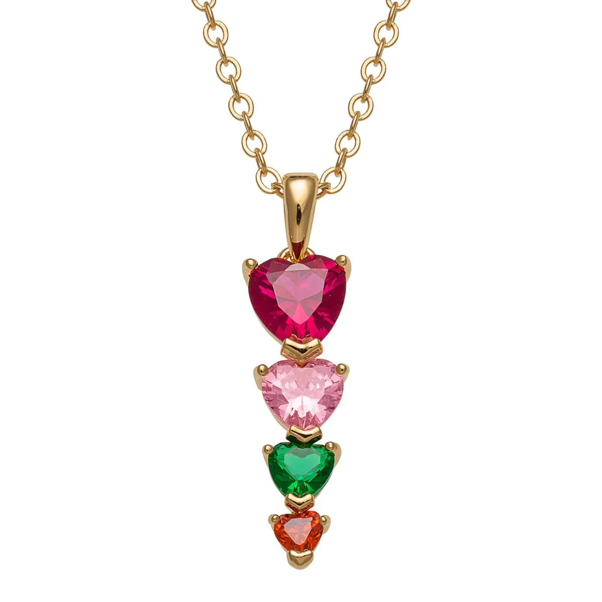 14K Gold Plated Stacked Heart Family Birthstone Necklace sold by Limoges Jewelry