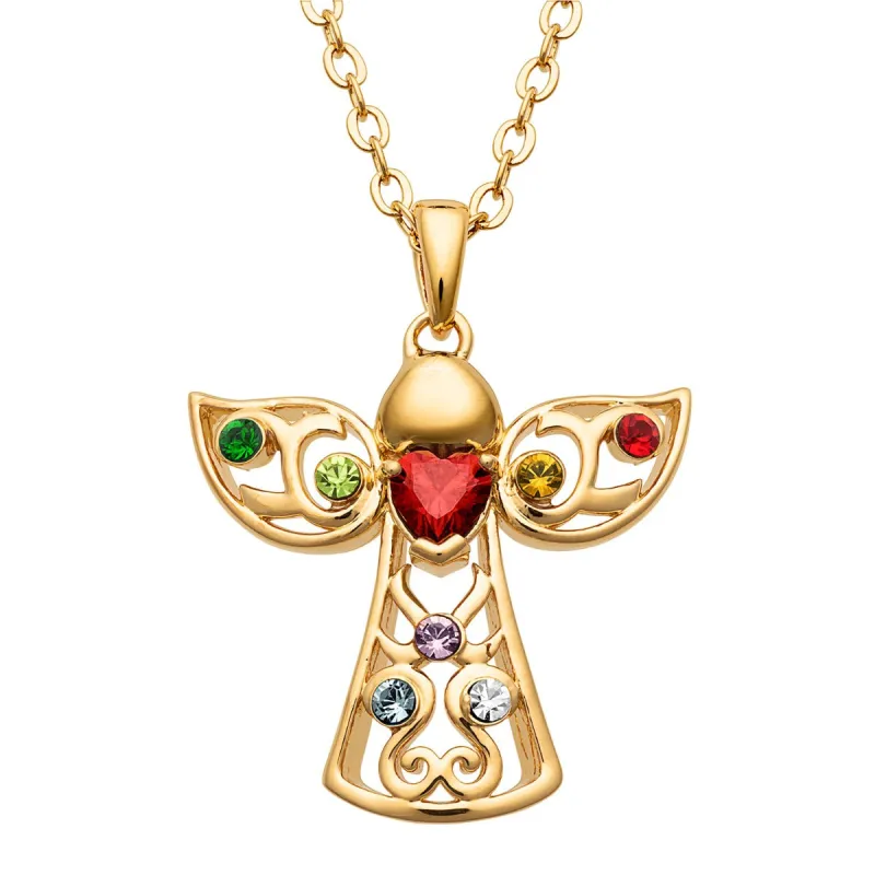 14K Gold Plated Birthstone Guardian Angel Pendant sold by Limoges Jewelry