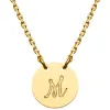 Stainless Steel Engraved Script Initial Disc Necklace sold by Limoges Jewelry