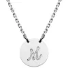 Stainless Steel Engraved Script Initial Disc Necklace sold by Limoges Jewelry