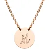 Stainless Steel Engraved Script Initial Disc Necklace sold by Limoges Jewelry