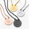 Stainless Steel Engraved Script Initial Disc Necklace sold by Limoges Jewelry