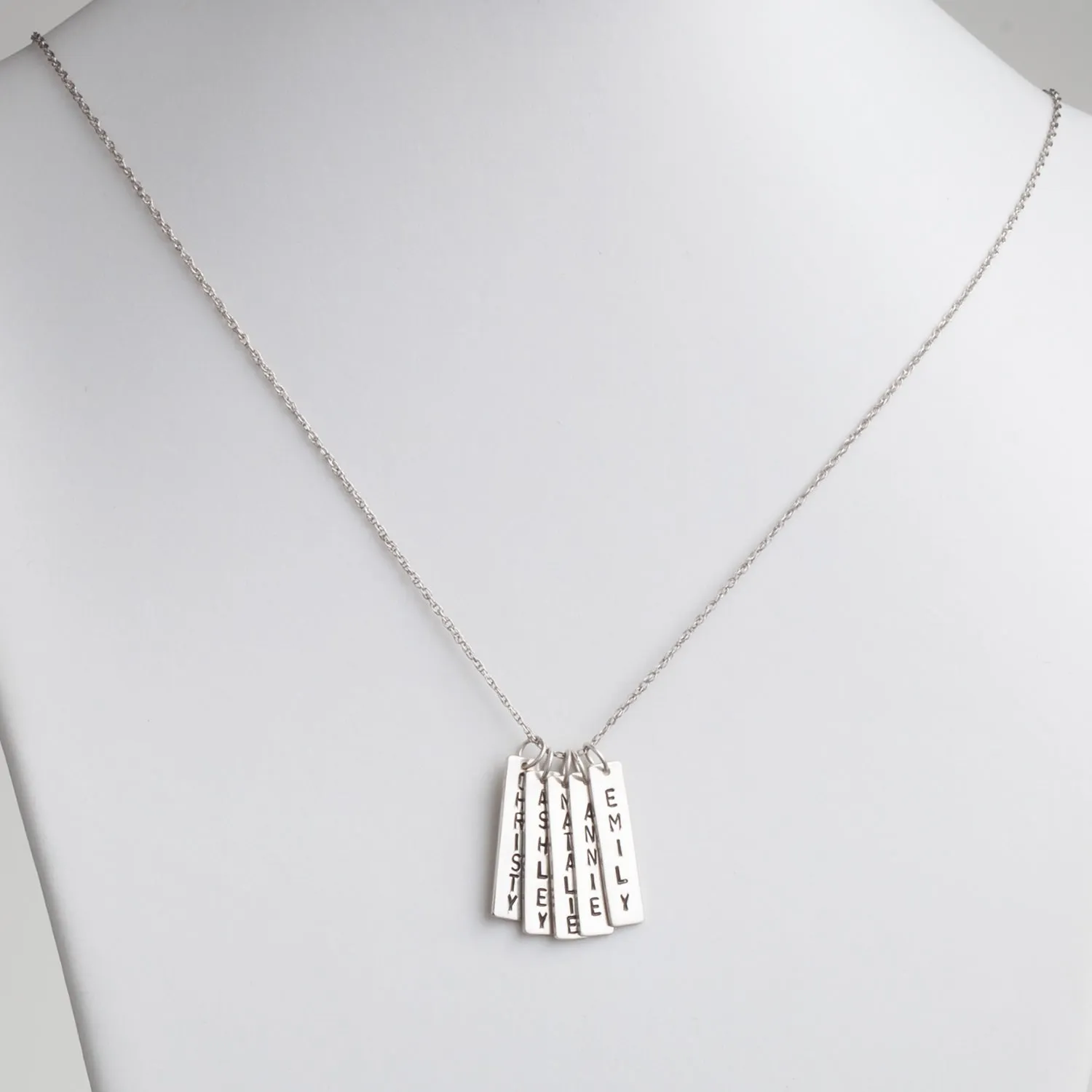 Sterling Silver Family Engraved Name Bar Necklace - 5 Names sold by Limoges Jewelry product image thumbnail 2