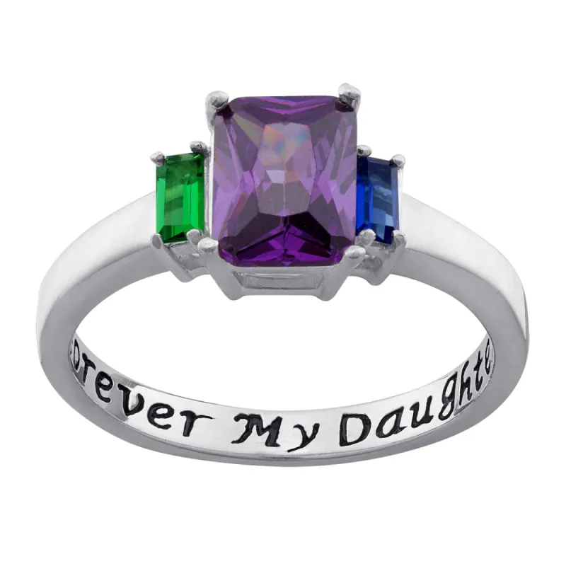 Sterling Silver Forever My Daughter Birthstone Ring sold by Limoges Jewelry