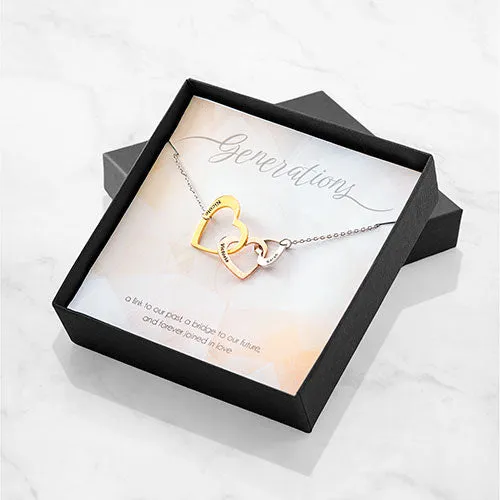 Tricolor Engraved Generations Interlocking Hearts Necklace sold by Limoges Jewelry product image thumbnail 2