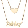 14K Gold over Sterling Name and Heart Layered Double Necklace sold by Limoges Jewelry
