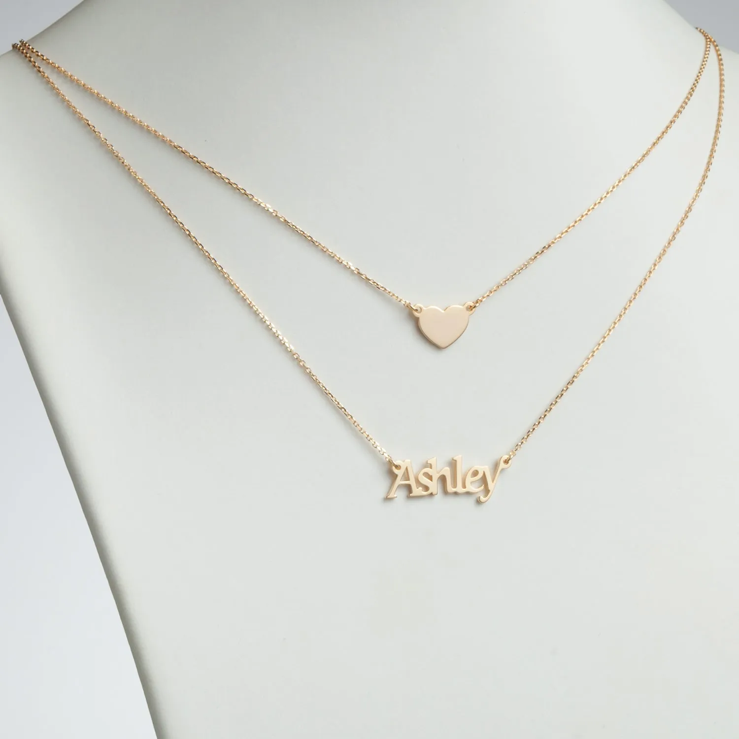 14K Gold over Sterling Name and Heart Layered Double Necklace sold by Limoges Jewelry product image thumbnail 2