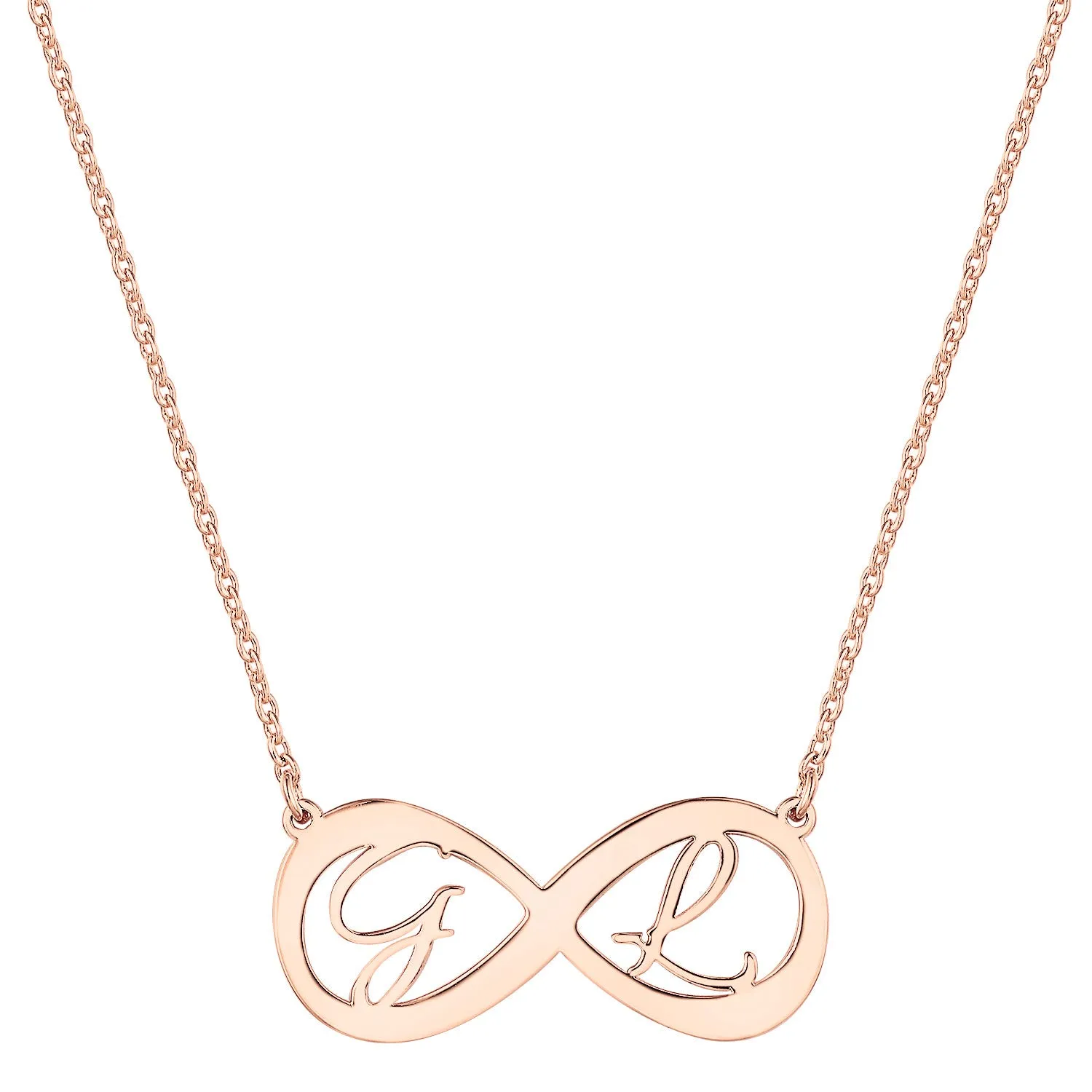 Sterling Silver Double Initial Infinity Necklace sold by Limoges Jewelry product image thumbnail 4