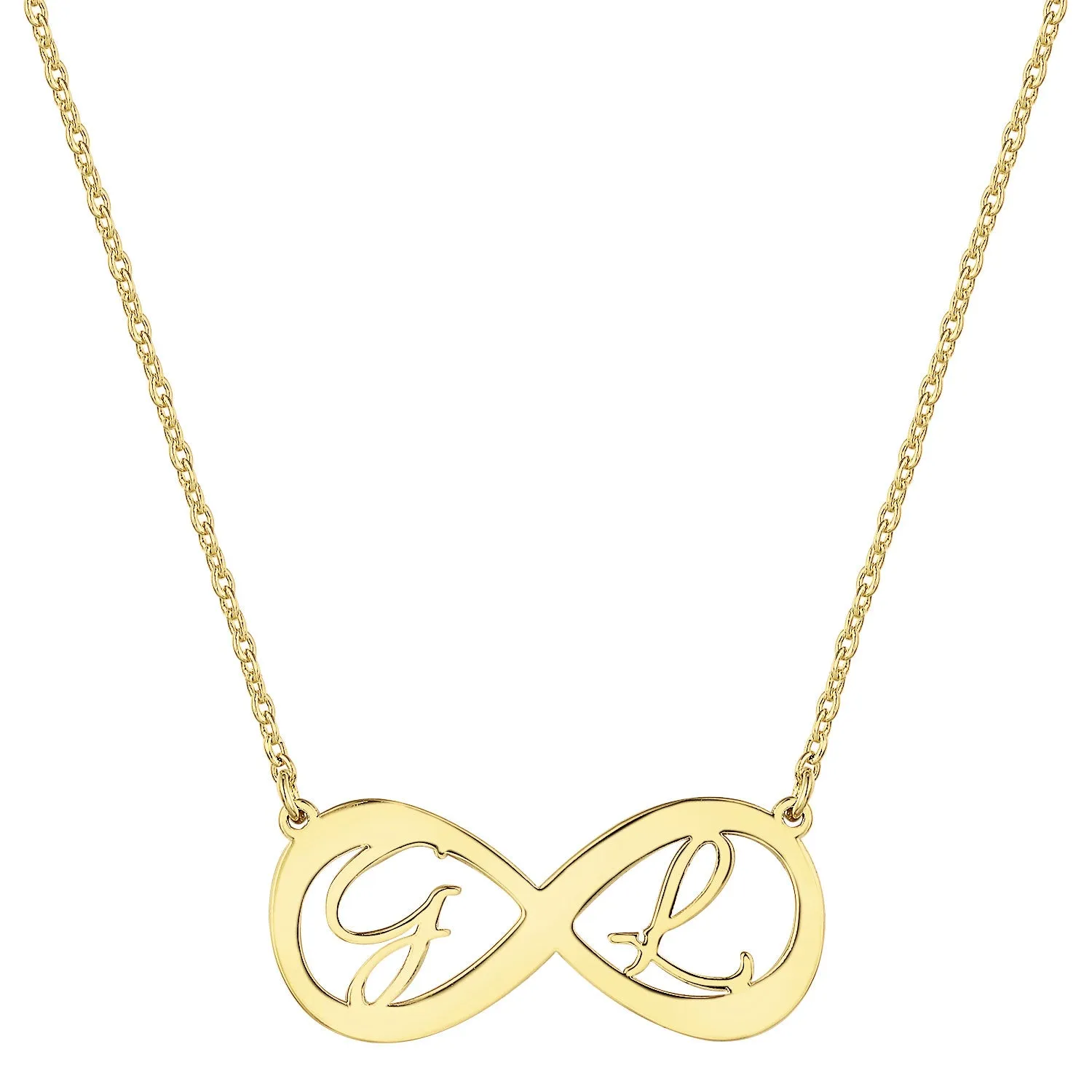 Sterling Silver Double Initial Infinity Necklace sold by Limoges Jewelry product image thumbnail 3