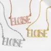Uppercase CZ Name Plaque Necklace sold by Limoges Jewelry