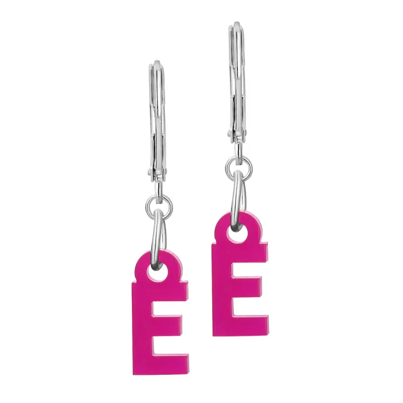 Bold Acrylic Initial Dangle Drop Earrings sold by Limoges Jewelry
