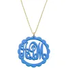 Scalloped Edge Round Acrylic Monogram Pendant Necklace sold by Limoges Jewelry