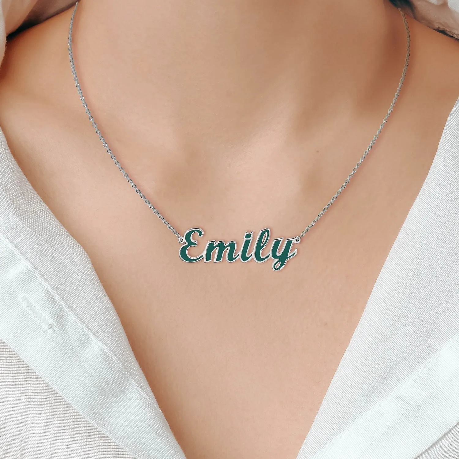 Personalized Enamel Script Name Necklace - New Fall Colors sold by Limoges Jewelry product image thumbnail 3