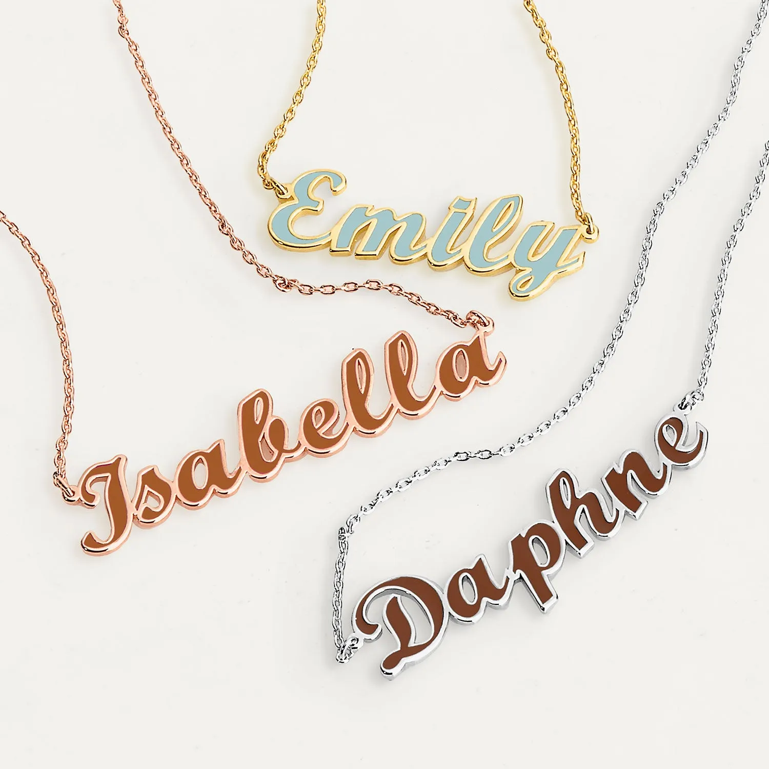 Personalized Enamel Script Name Necklace - New Fall Colors sold by Limoges Jewelry