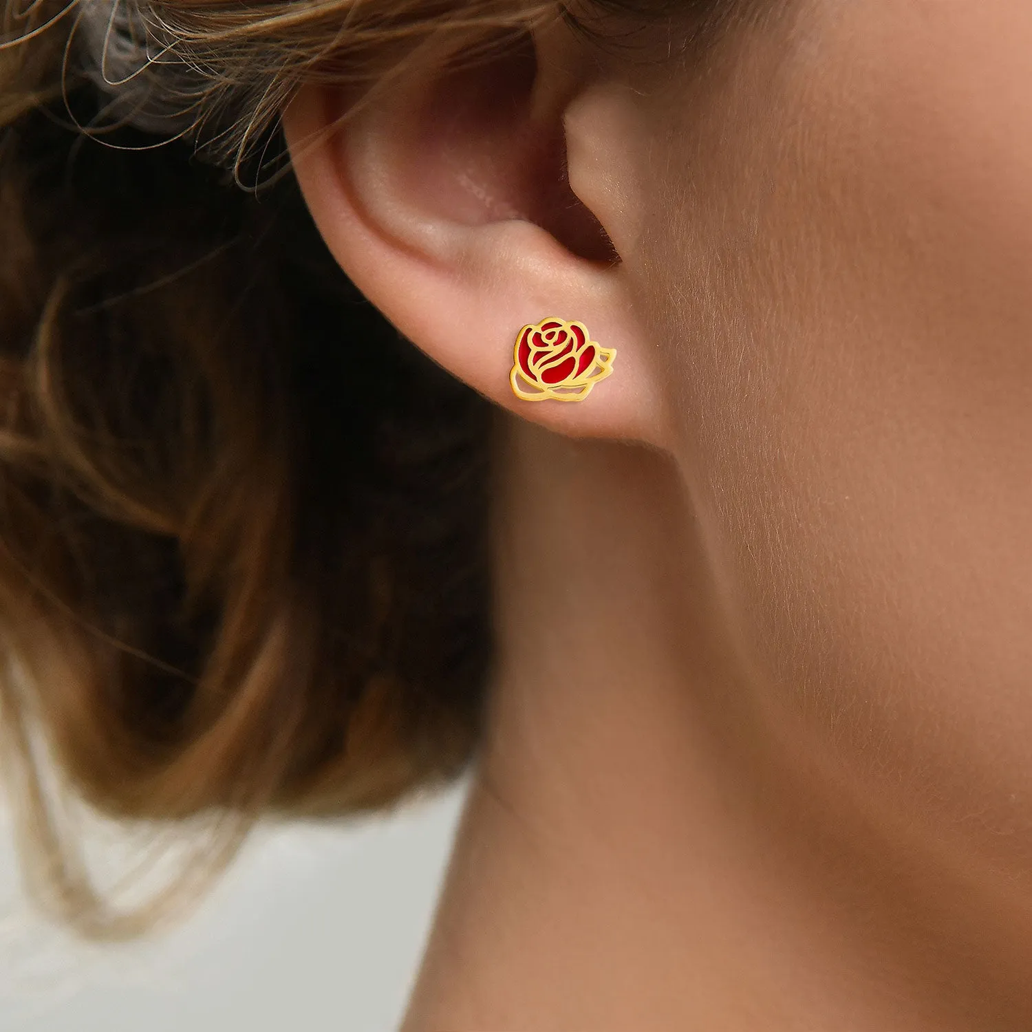 Enamel Birthmonth Flower Button Stud Earrings sold by Limoges Jewelry product image thumbnail 3