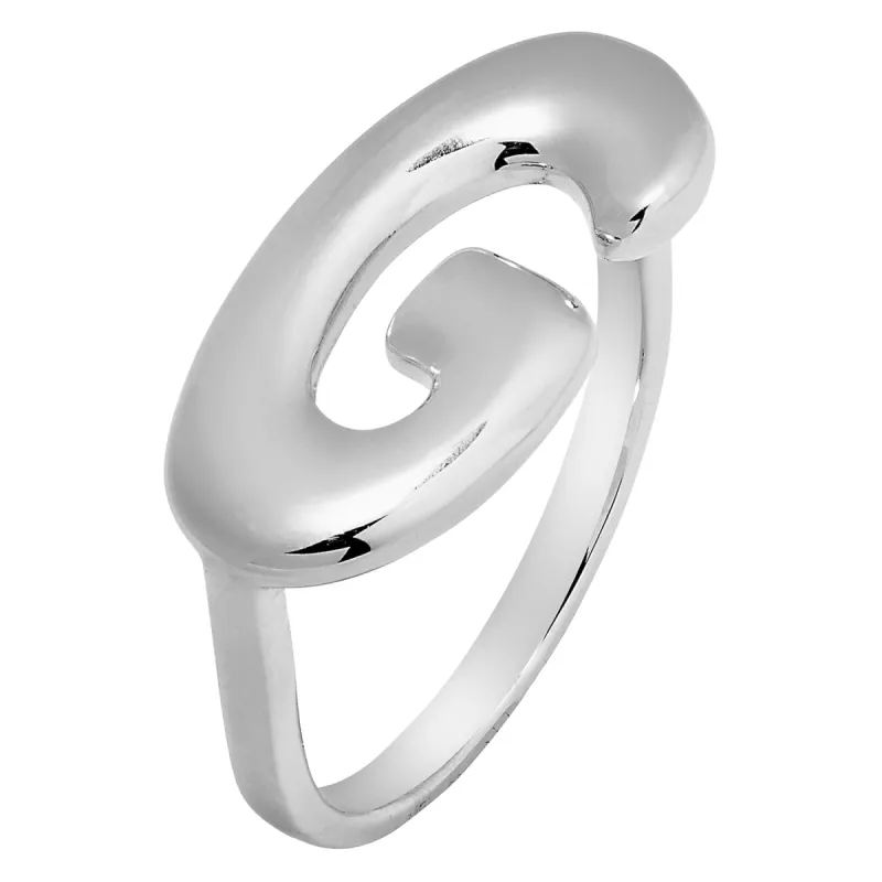 Silver Plated Bold Balloon Letter Horizontal Initial Ring sold by Limoges Jewelry