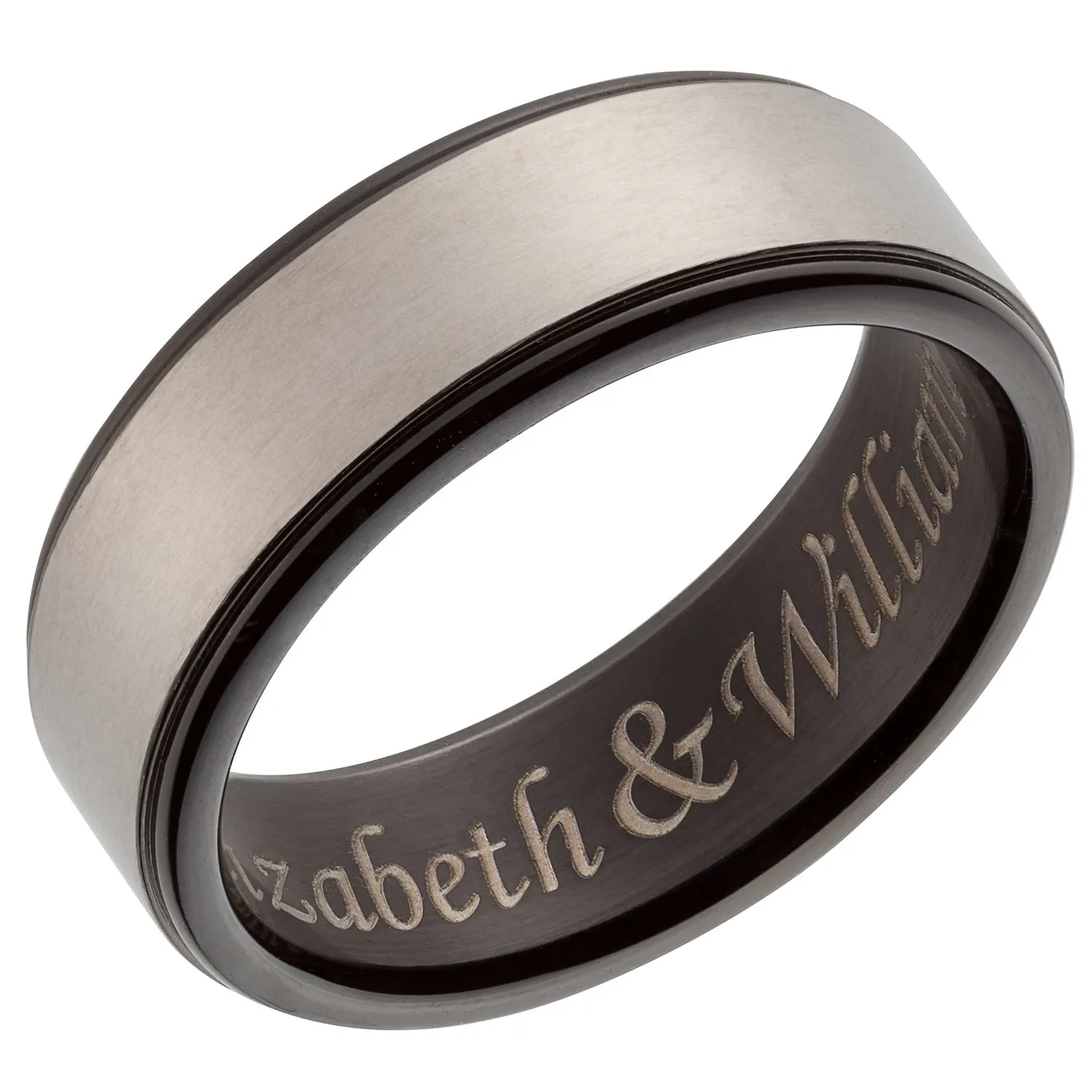 Men's Titanium Two-Tone Engraved Message Band sold by Limoges Jewelry product image thumbnail 2