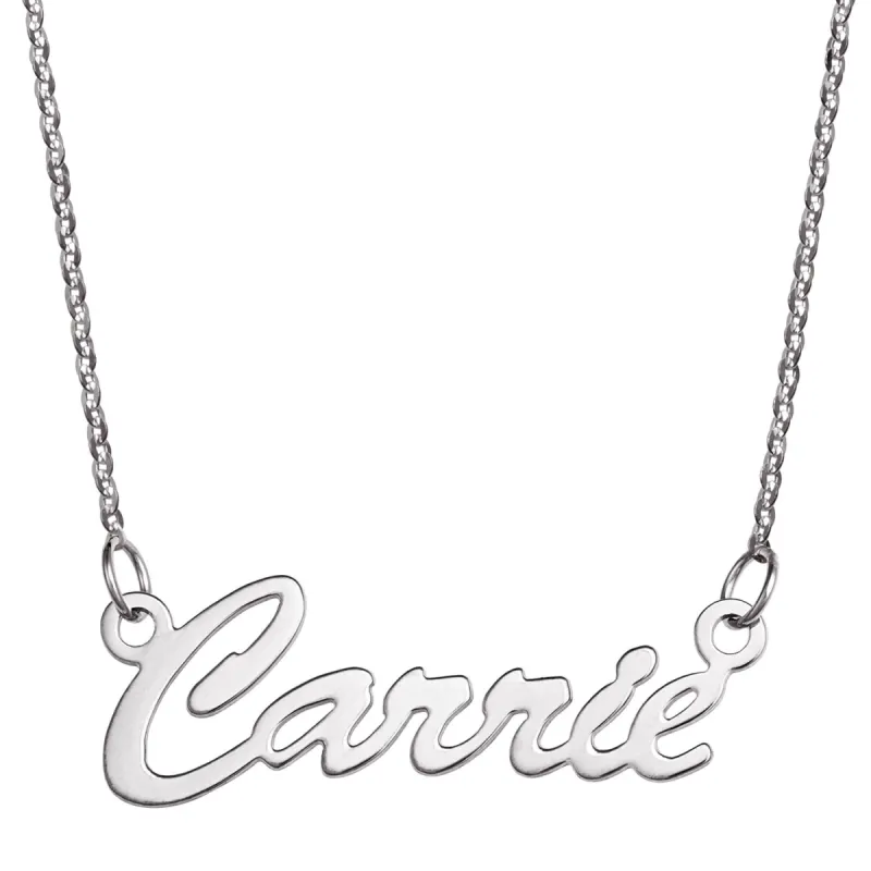 10K White Gold Script Name Necklace sold by Limoges Jewelry