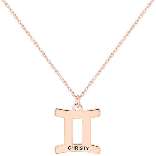 Engraved Name Zodiac Sign Necklace sold by Limoges Jewelry product image thumbnail 4