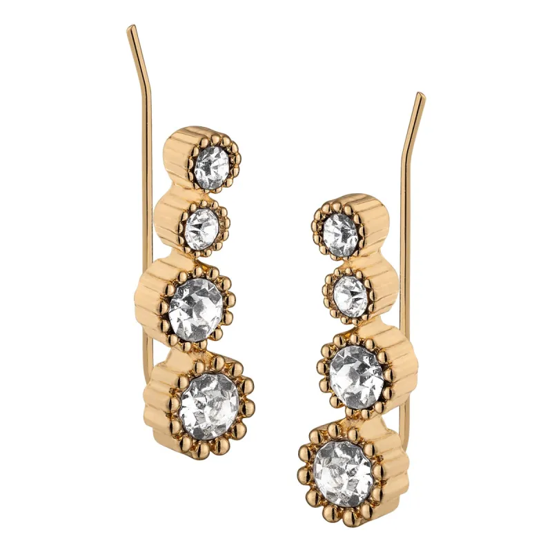 Clear Crystal Textured Journey Crawler Earring sold by Limoges Jewelry
