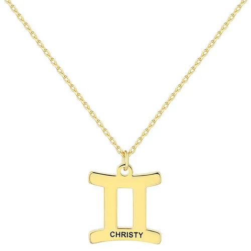 Engraved Name Zodiac Sign Necklace sold by Limoges Jewelry product image thumbnail 3