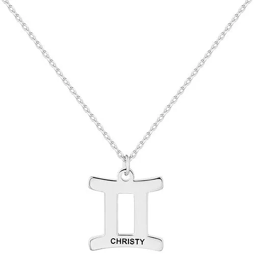 Engraved Name Zodiac Sign Necklace sold by Limoges Jewelry product image thumbnail 2