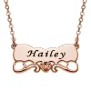 14K Rose Gold Plated Engraved Name with Heart Scroll Plaque Necklace sold by Limoges Jewelry