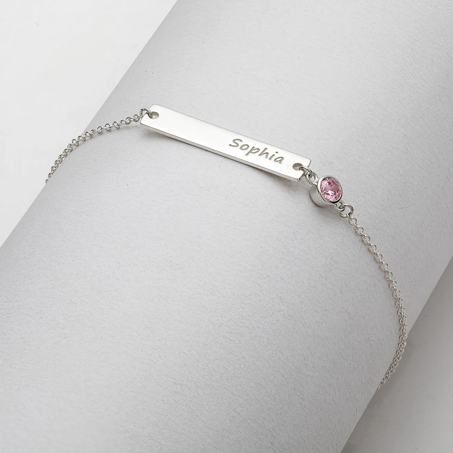 Engraved Name Bar and Birthstone Adjustable Bracelet sold by Limoges Jewelry product image thumbnail 2