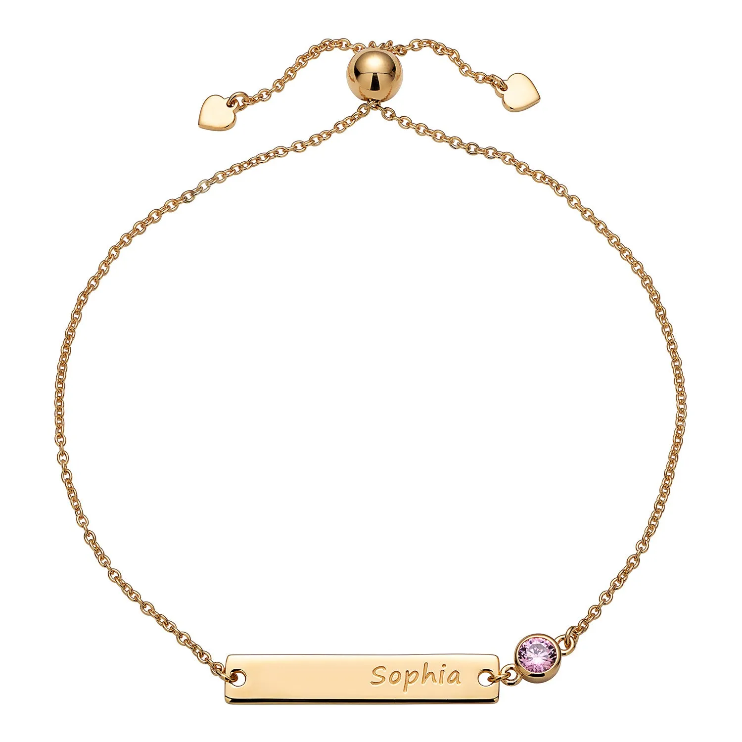 Engraved Name Bar and Birthstone Adjustable Bracelet sold by Limoges Jewelry product image thumbnail 4