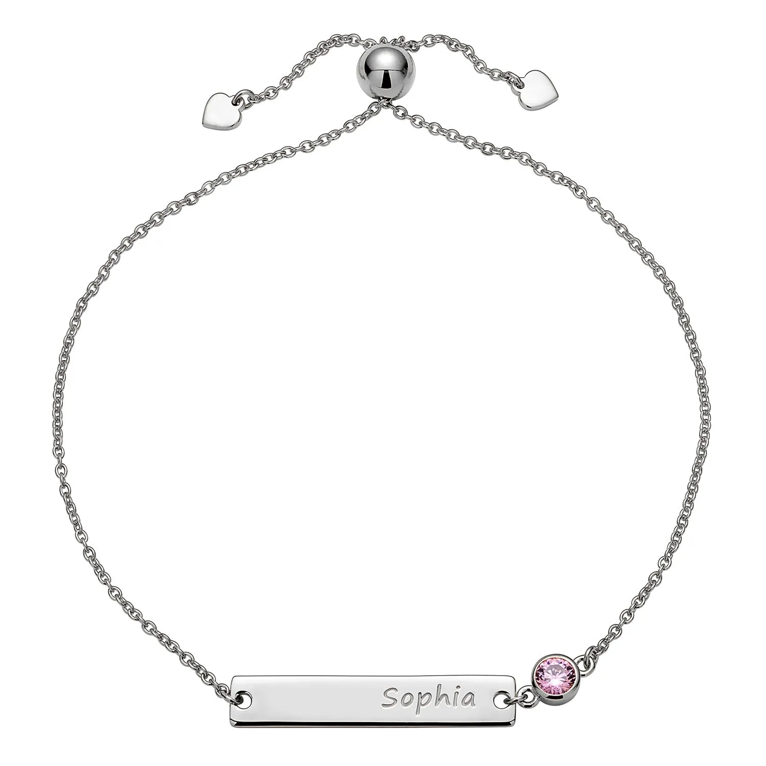 Engraved Name Bar and Birthstone Adjustable Bracelet sold by Limoges Jewelry