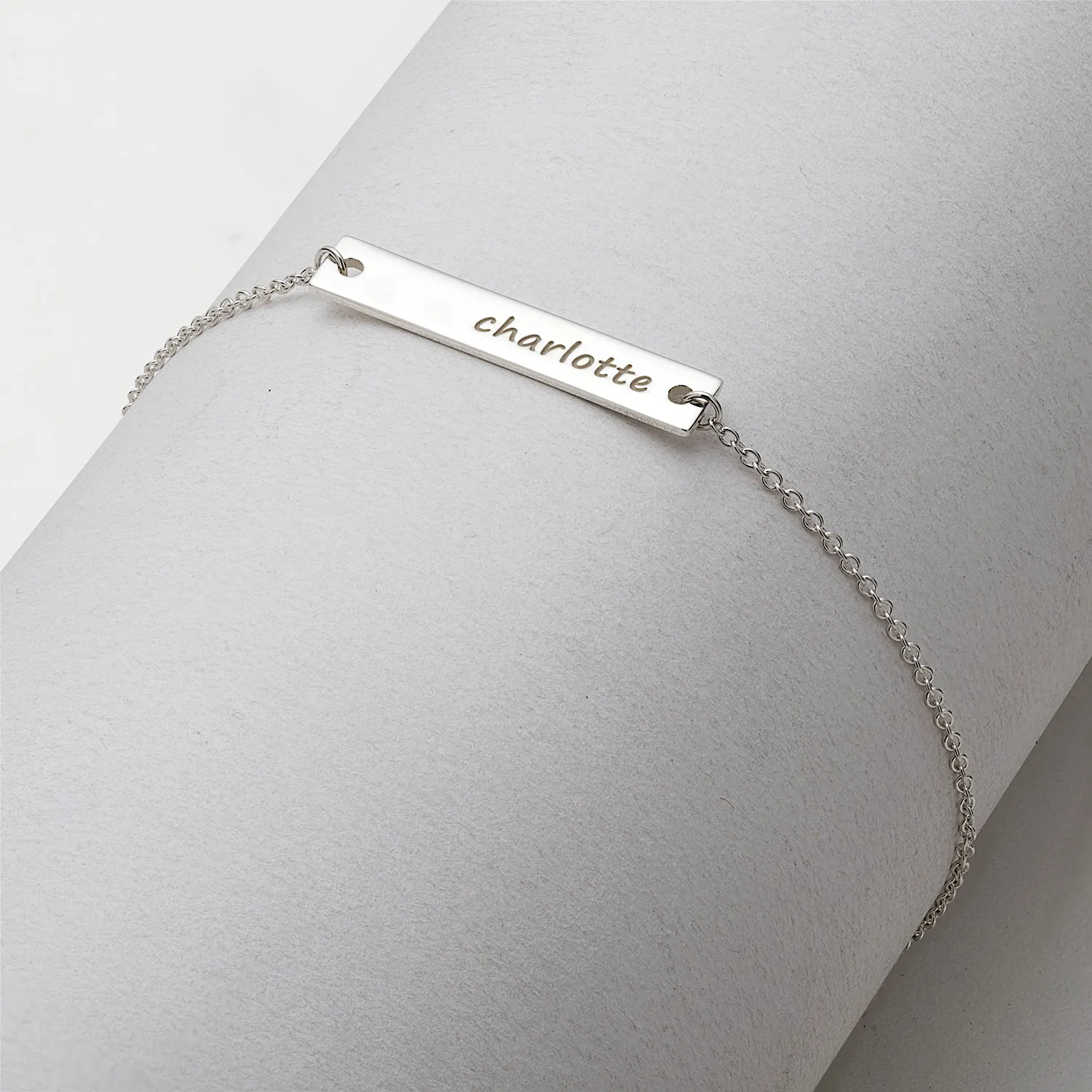 Engraved Lowercase Name Bar Adjustable Bracelet sold by Limoges Jewelry product image thumbnail 2